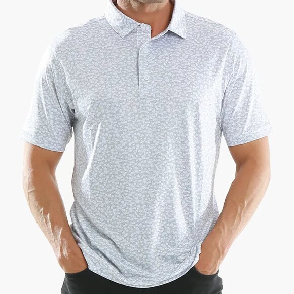 VRST Men's Gravel Pattern Print Golf Polo - Picture 1 of 11
